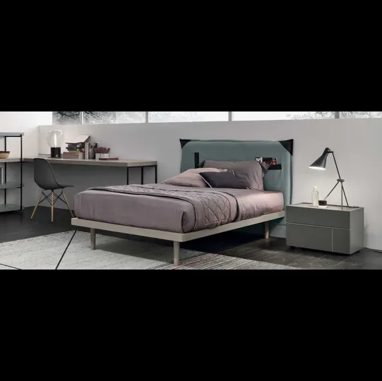 Letto Singolo in tessuto con testiera Tasca di Tomasella
