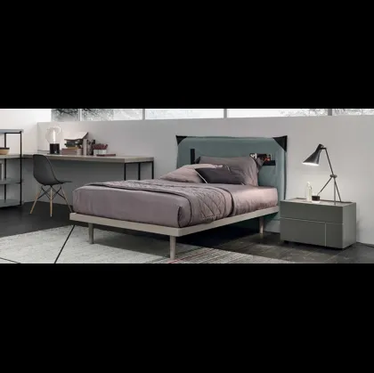 Letto Singolo in tessuto con testiera Tasca di Tomasella