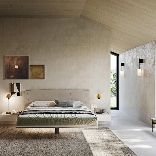 Letto Sospeso N16 con testiera in tessuto imbottito di Mobilgam