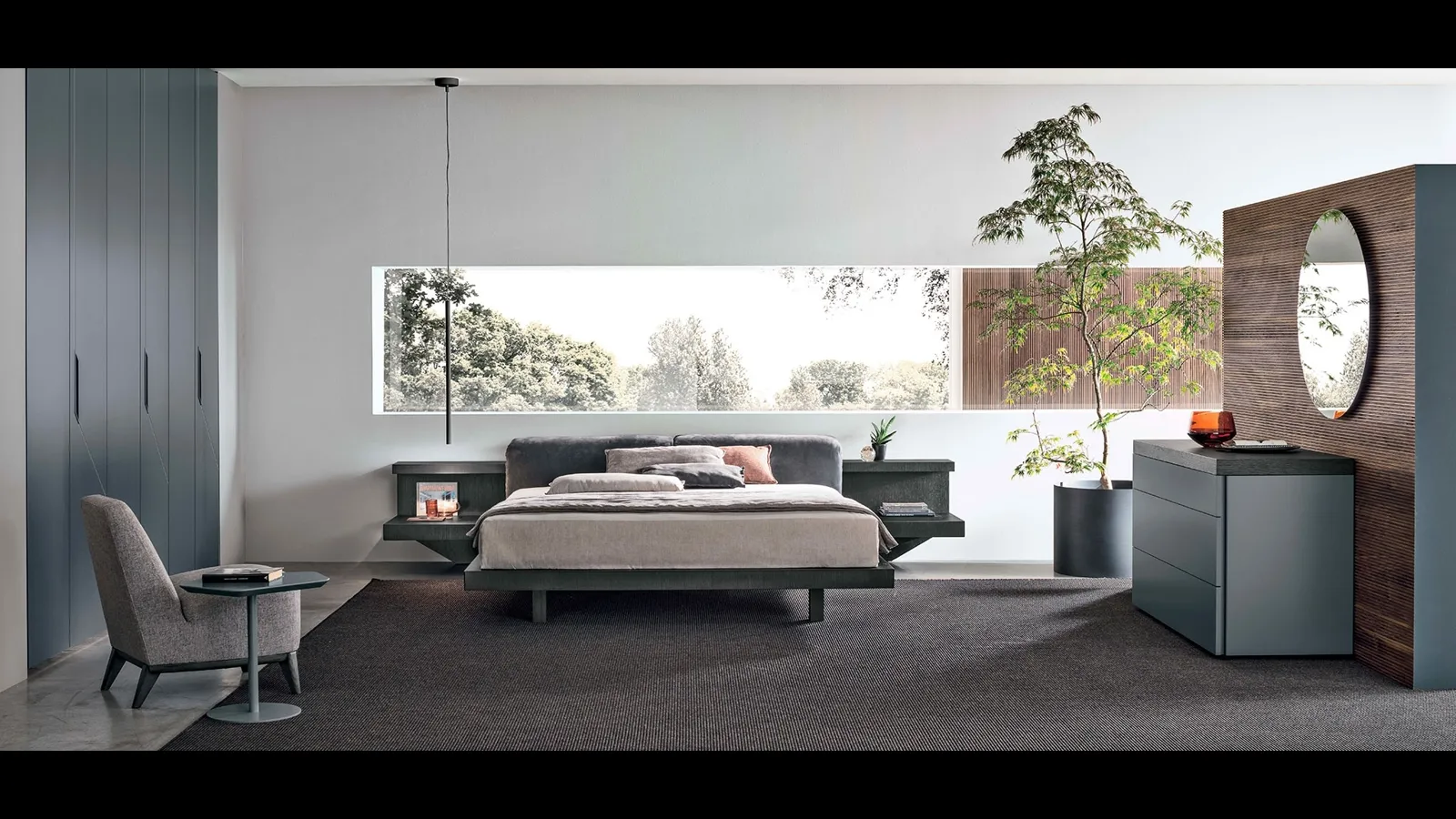 Letto con testiera imbottita Morfeo di Tomasella