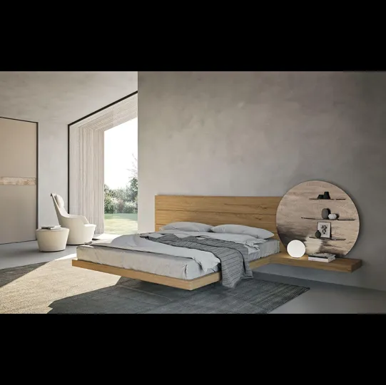Letto in legno con testiera Wall System di Mobilgam