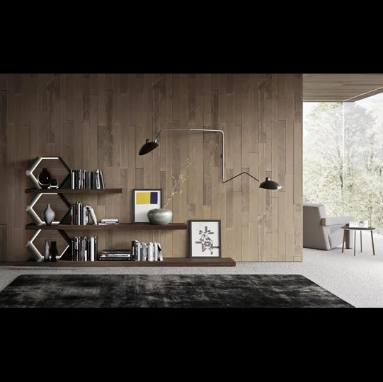 Libreria Horizon Esagoni 978 in legno e metallo di Mobilgam