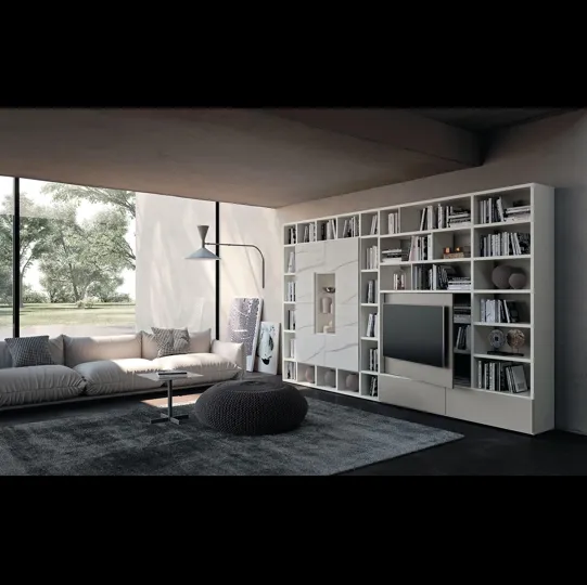 Libreria a muro Horizon 943 in laccato e laminato di Mobilgam