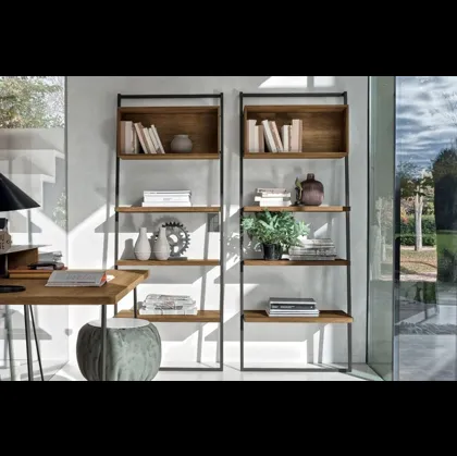 Libreria Movida in materico nodato scuro e metallo di Tomasella