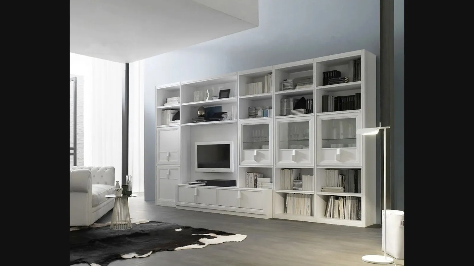 Libreria a muro Tea C finitura Bianco Puro di Fasolin
