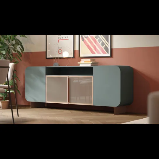 Madia Fifty Glass in laccato e vetro di Giessegi