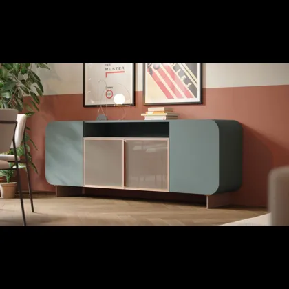 Madia Fifty Glass in laccato e vetro di Giessegi