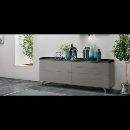 Madia Sir S04 in materico piasentina scura con top in materico rovere carbone di Tomasella