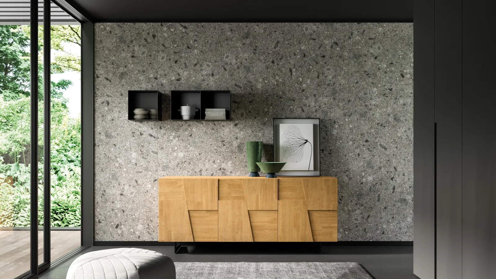 Madia in legno Trapeze tre ante di FGF Mobili