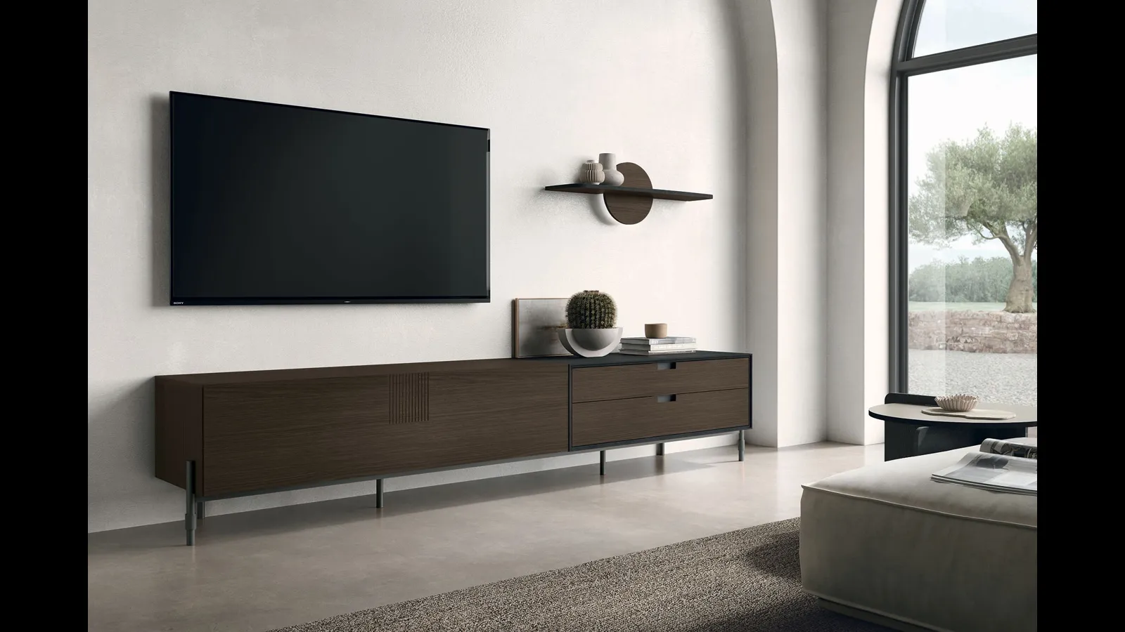 Mobile Porta Tv TIME UNIT TI 130 in CDF rovere moka di Tomasella