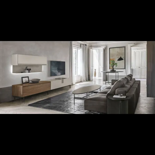 Mobile Porta Tv TIME UNIT TI 105 in CDF noce ambra e madreperla di Tomasella