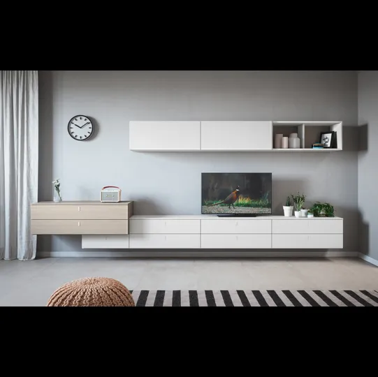 Parete Attrezzata con base sospesa 07A in melaminico di Cinquanta3