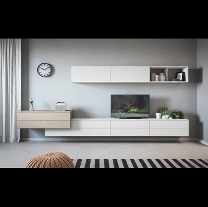 Parete Attrezzata con base sospesa 07A in melaminico di Cinquanta3