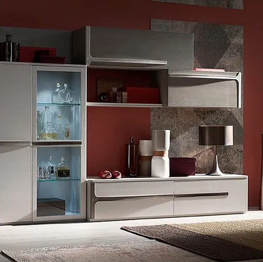 Parete Attrezzata Cleo CL2 finitura Creta e Madreperla di Fasolin