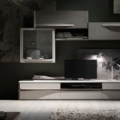 Parete Attrezzata Cleo CL3 finitura Madreperla e Creta di Fasolin