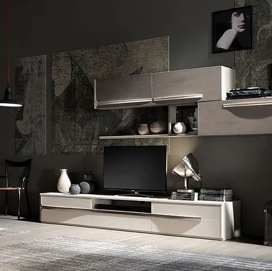 Parete Attrezzata Cleo CL4 finitura Madreperla e Creta di Fasolin