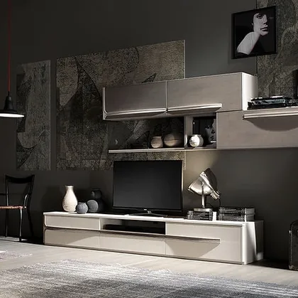 Parete Attrezzata Cleo CL4 finitura Madreperla e Creta di Fasolin