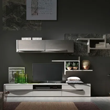 Parete Attrezzata Cleo CL5 finitura Creta e Madreperla di Fasolin