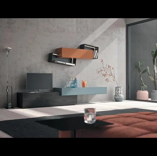 Parete Attrezzata Composizione Horizon 902 in legno e laccato di Mobilgam