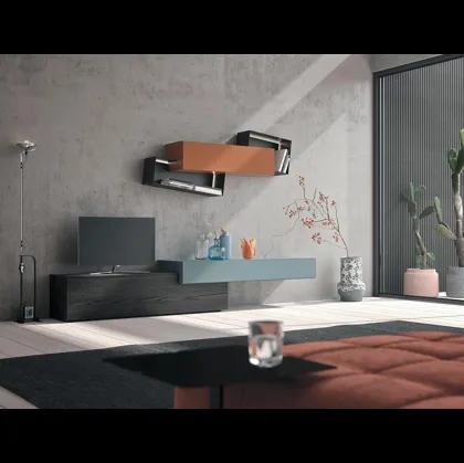 Parete Attrezzata Composizione Horizon 902 in legno e laccato di Mobilgam