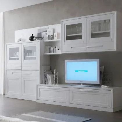 Parete Attrezzata Cristina 21P2 finitura Bianco Puro di Fasolin