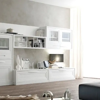 Parete Attrezzata Cristina 21P20 finitura Bianco Puro di Fasolin