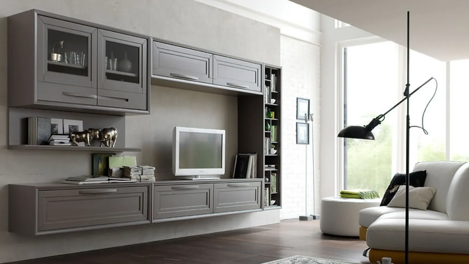 Parete Attrezzata Cristina 21P21 finitura Grigio Milano di Fasolin