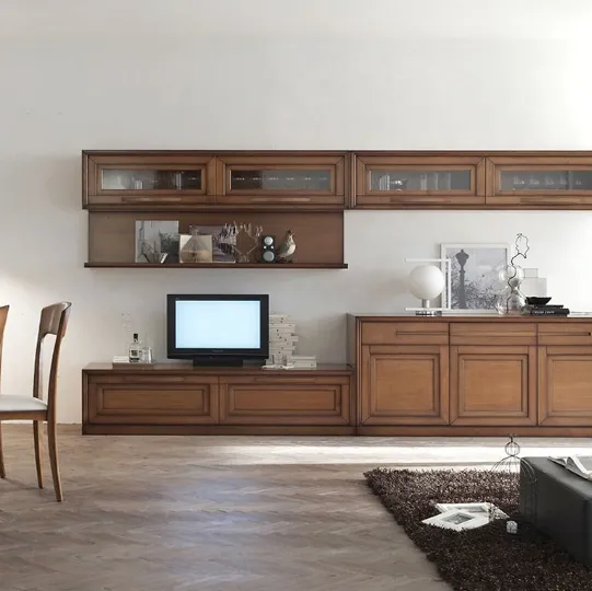 Parete Attrezzata Cristina 21P19 in legno finitura Noisette di Fasolin
