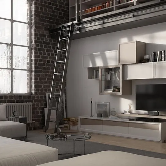 Parete Attrezzata Desi 67D01 finitura Denver e Madreperla di Fasolin