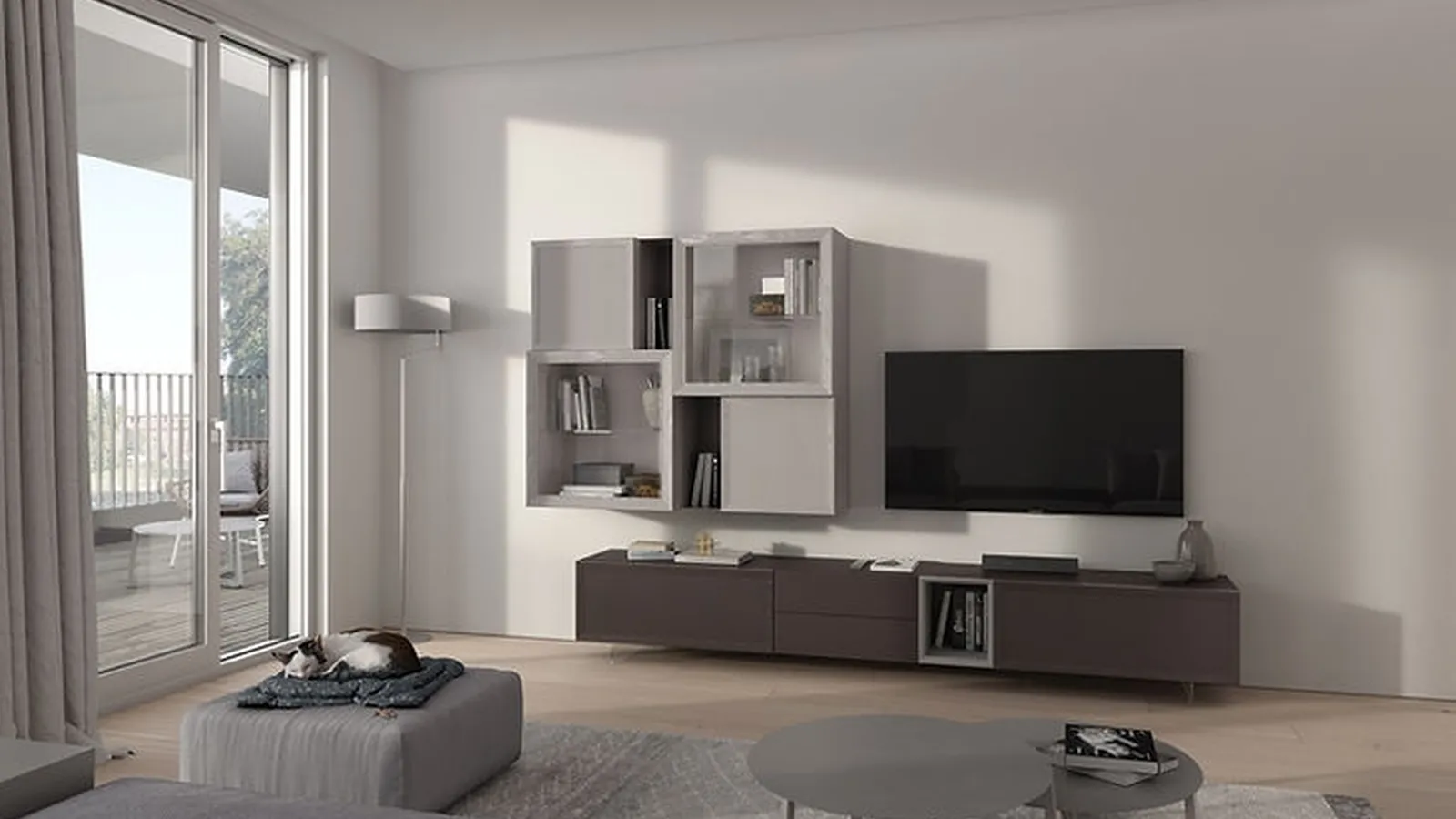 Parete Attrezzata Desi 67D12 finitura Cuoio e Chantal di Fasolin