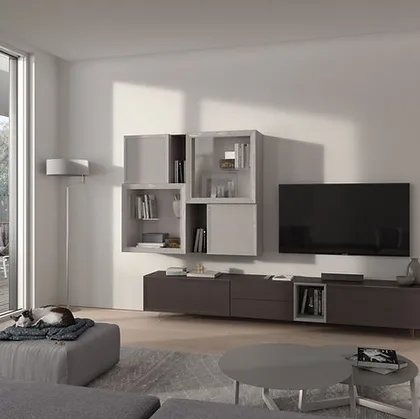 Parete Attrezzata Desi 67D12 finitura Cuoio e Chantal di Fasolin