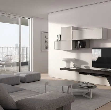 Parete Attrezzata Desi 67D13 finitura Torrone, Cuoio e Antracite di Fasolin