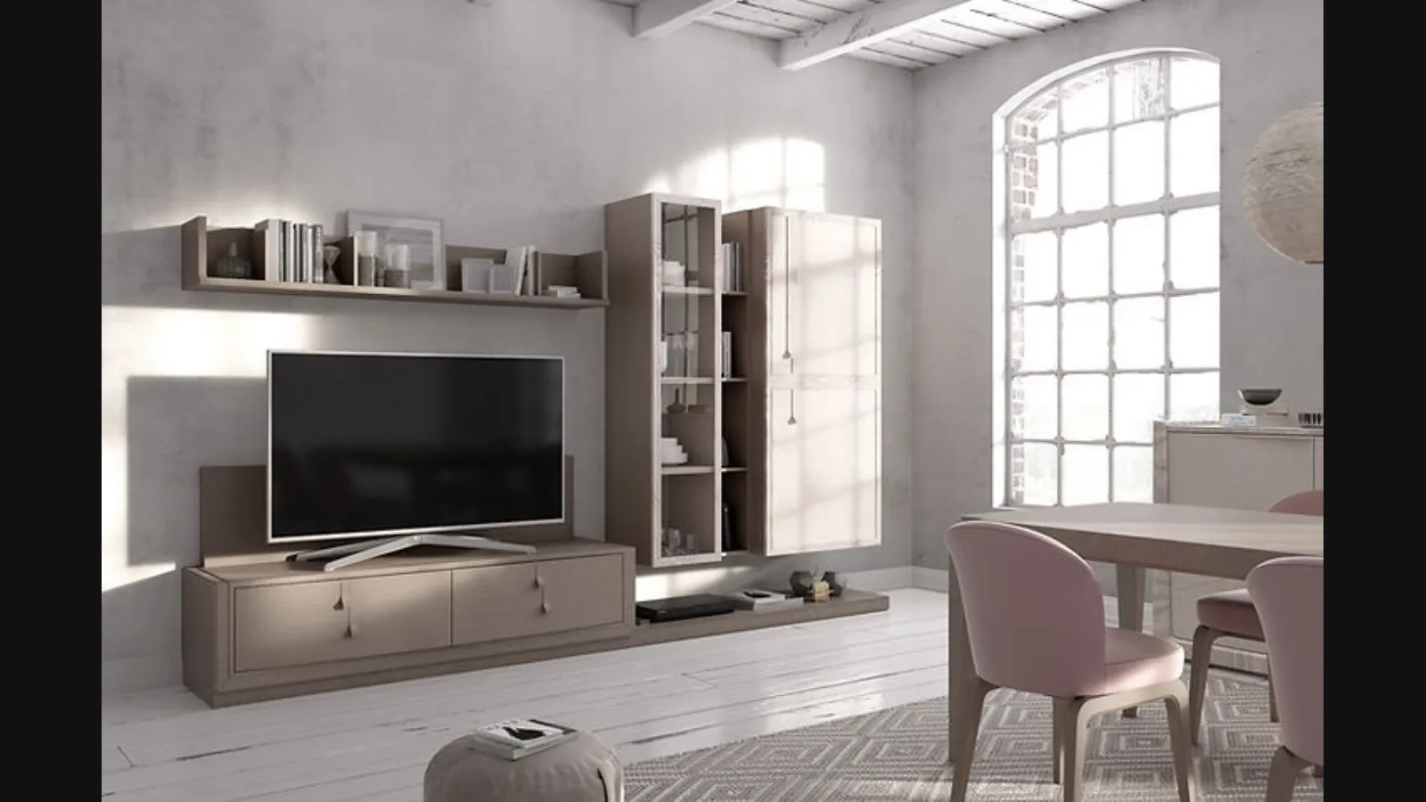 Parete Attrezzata Flor 47F03 finitura Torrone e Denver di Fasolin