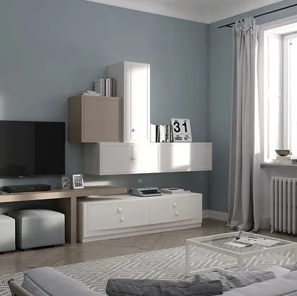 Parete Attrezzata Flor 47F10 finitura Burro e Corteccia di Fasolin