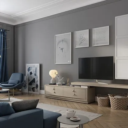 Parete Attrezzata Flor 47F13 finitura Avena e Gesso di Fasolin