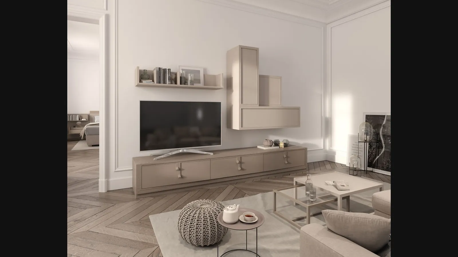 Parete Attrezzata moderna Flor 47F15 finitura Denver e Torrone di Fasolin