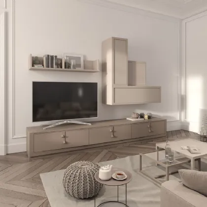 Parete Attrezzata moderna Flor 47F15 finitura Denver e Torrone di Fasolin