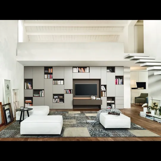 Parete Attrezzata Modo M6C67 in laccato opaco Corda di Sangiacomo