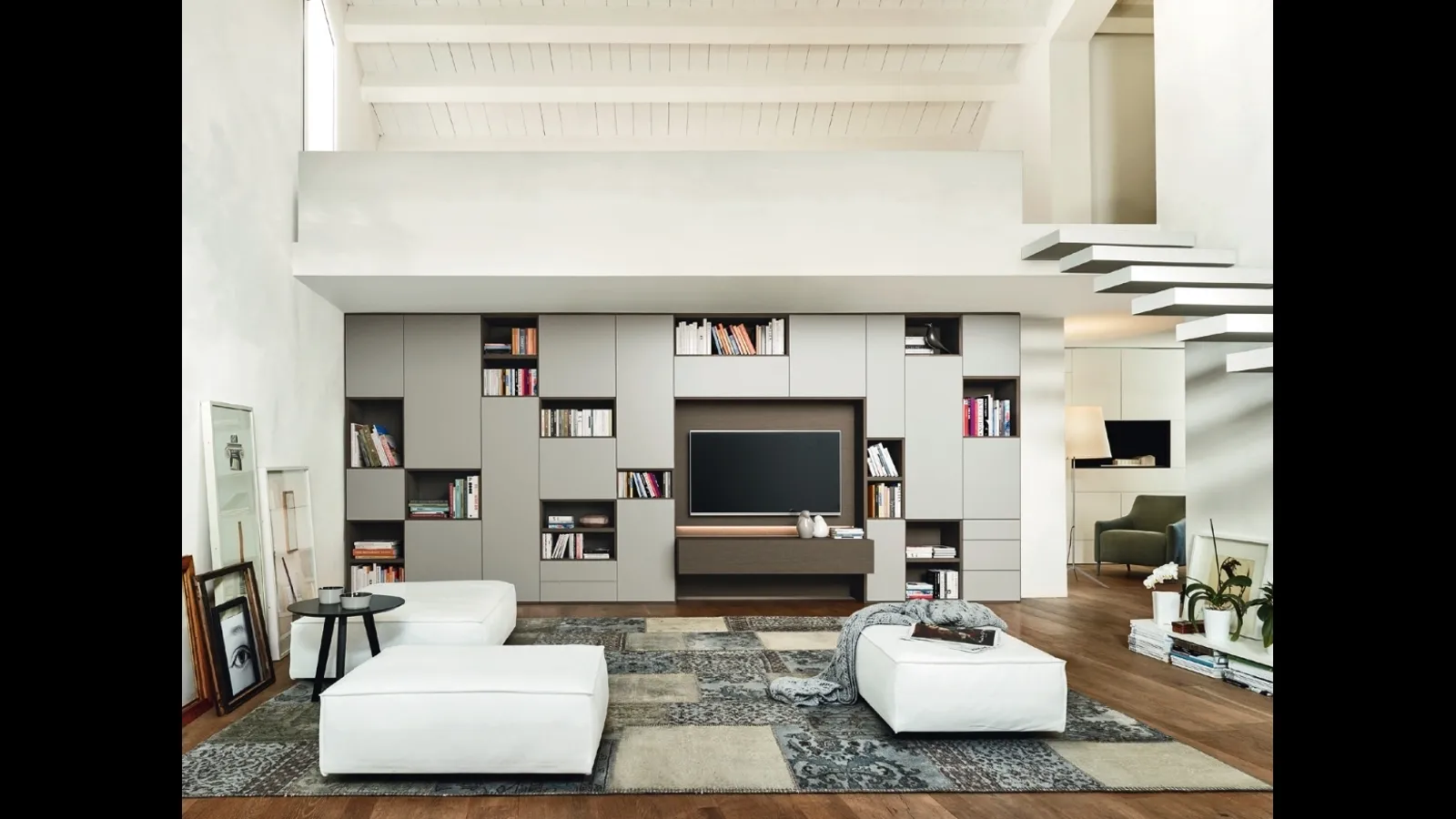 Parete Attrezzata Modo M6C67 in laccato opaco Corda di Sangiacomo