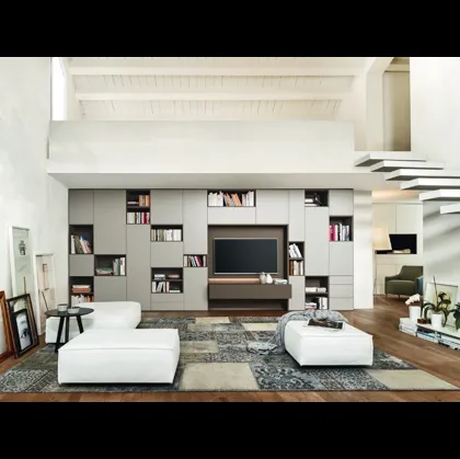 Parete Attrezzata Modo M6C67 in laccato opaco Corda di Sangiacomo