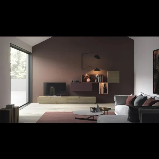 Parete Attrezzata Zero 16 L25 in legno di Rovere di Devina Nais