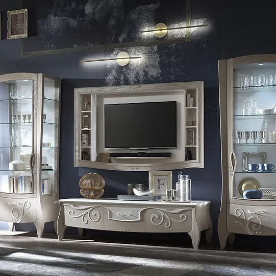 Parete Attrezzata Trésor TS1 finitura Cipria e Gesso di Fasolin