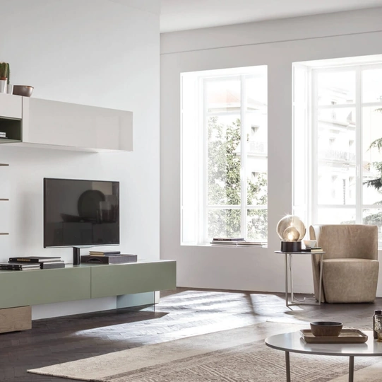 Parete Attrezzata Unix Comp SU2119 in laccato e legno di Maronese