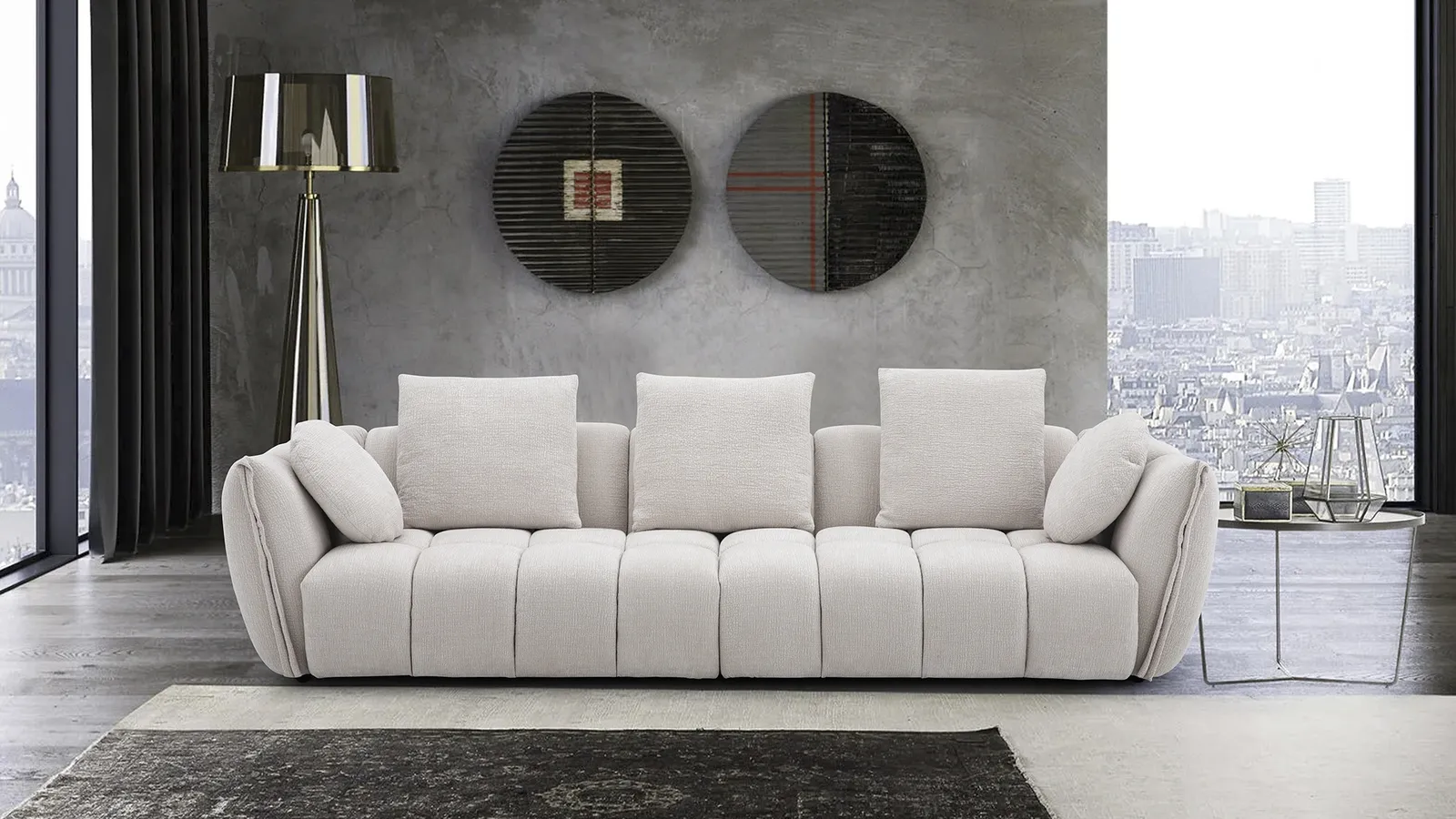 Divano lineare Eros in tessuto imbottito di Egoitaliano