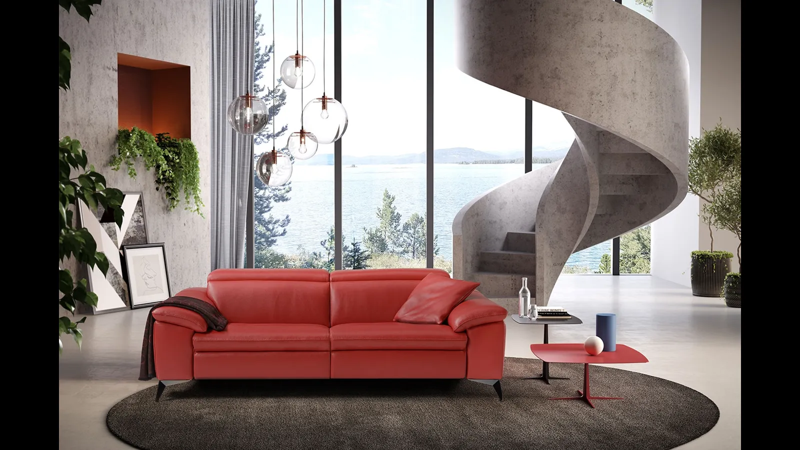 Divano lineare in pelle Martine di Egoitaliano