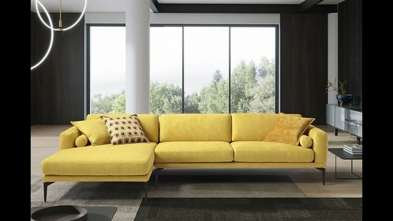 Divano in tessuto con penisola Masù di Egoitaliano