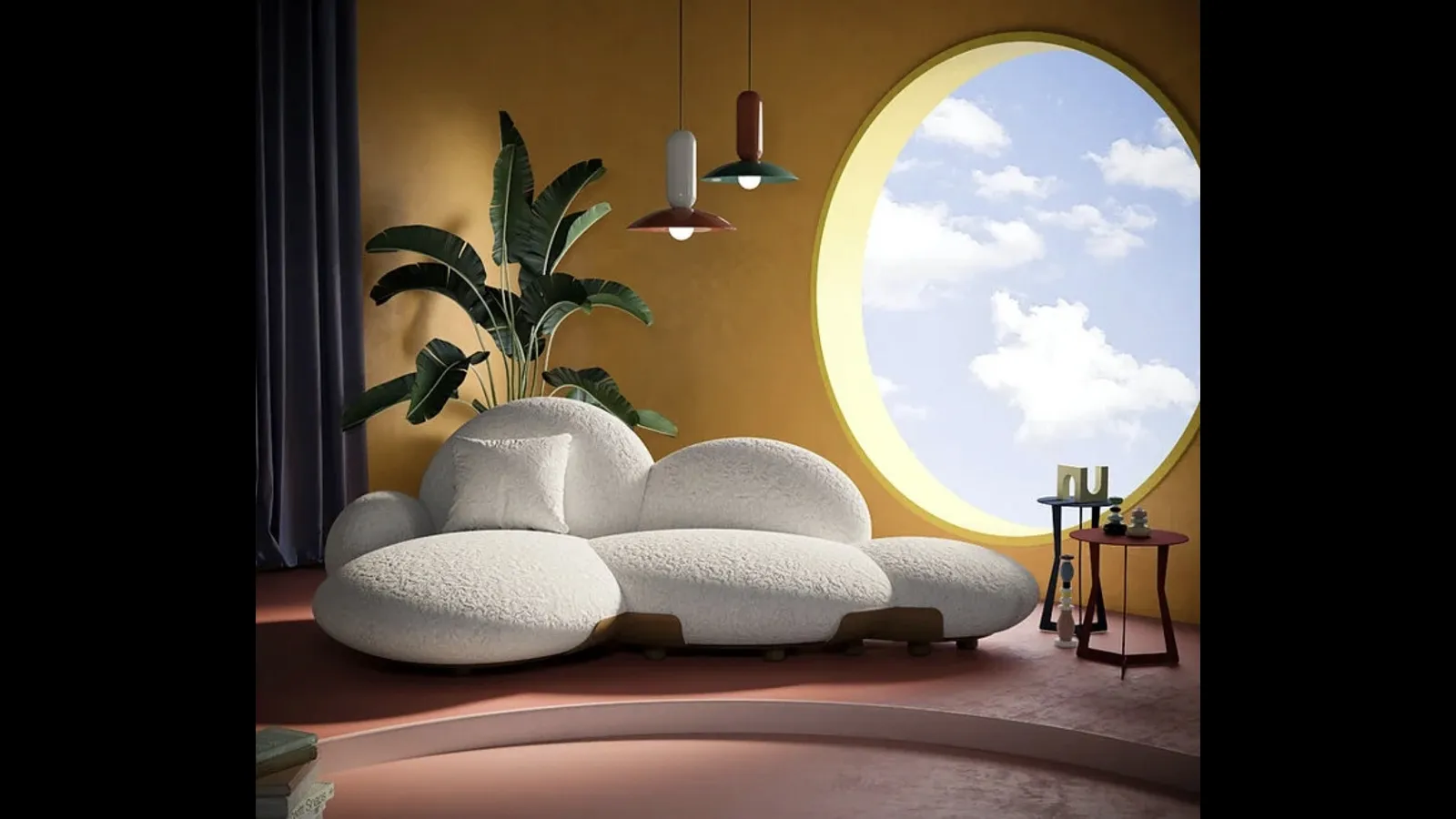 Divano di design in tessuto imbottito Nefele di Egoitaliano