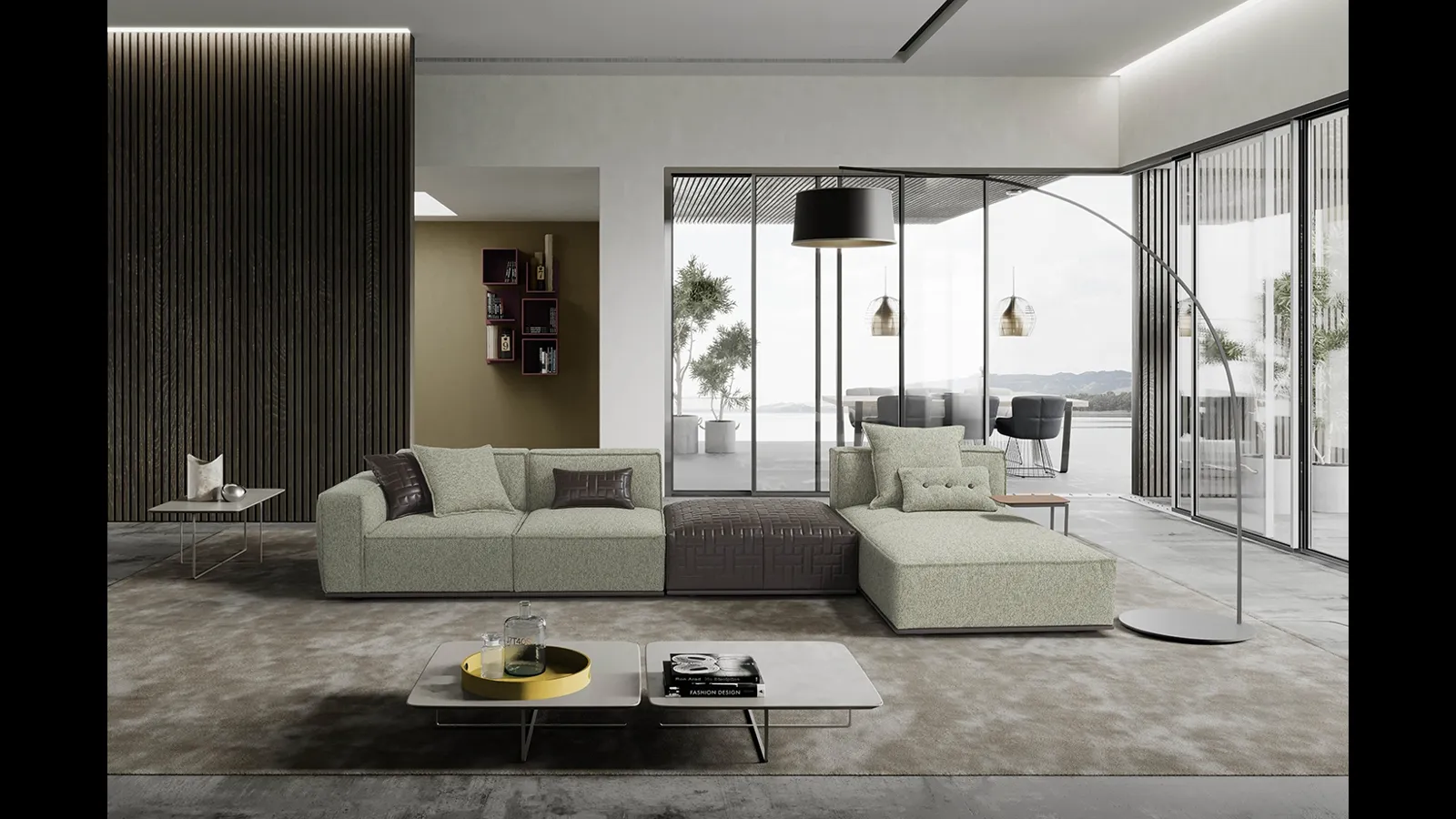 Divano in tessuto con penisola Plaza di Egoitaliano