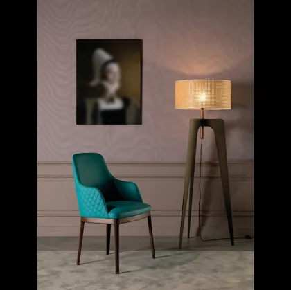 Sedia in pelle con braccioli e schienale trapuntati Cleo Élite Rovere Scuro di Tonin Casa