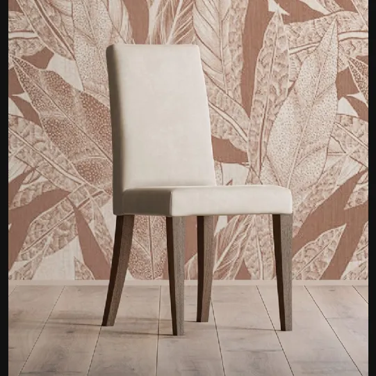 Sedia Cristina rivestita in pelle con gambe in legno di Fasolin